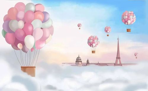 Parigi, mongolfiera di palloncini e nuvole n.47365