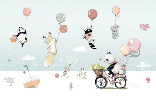 Animali con palloncini e bicicletta n.62013