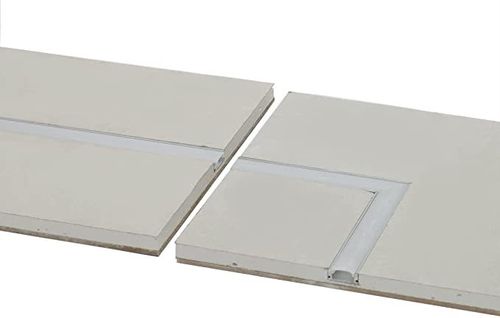 LED integrated in 90° angle plasterboard with 2m MDF support for light cutting